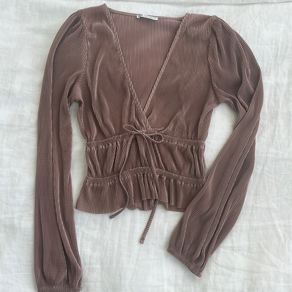 Zara Satin Pleated Top, S